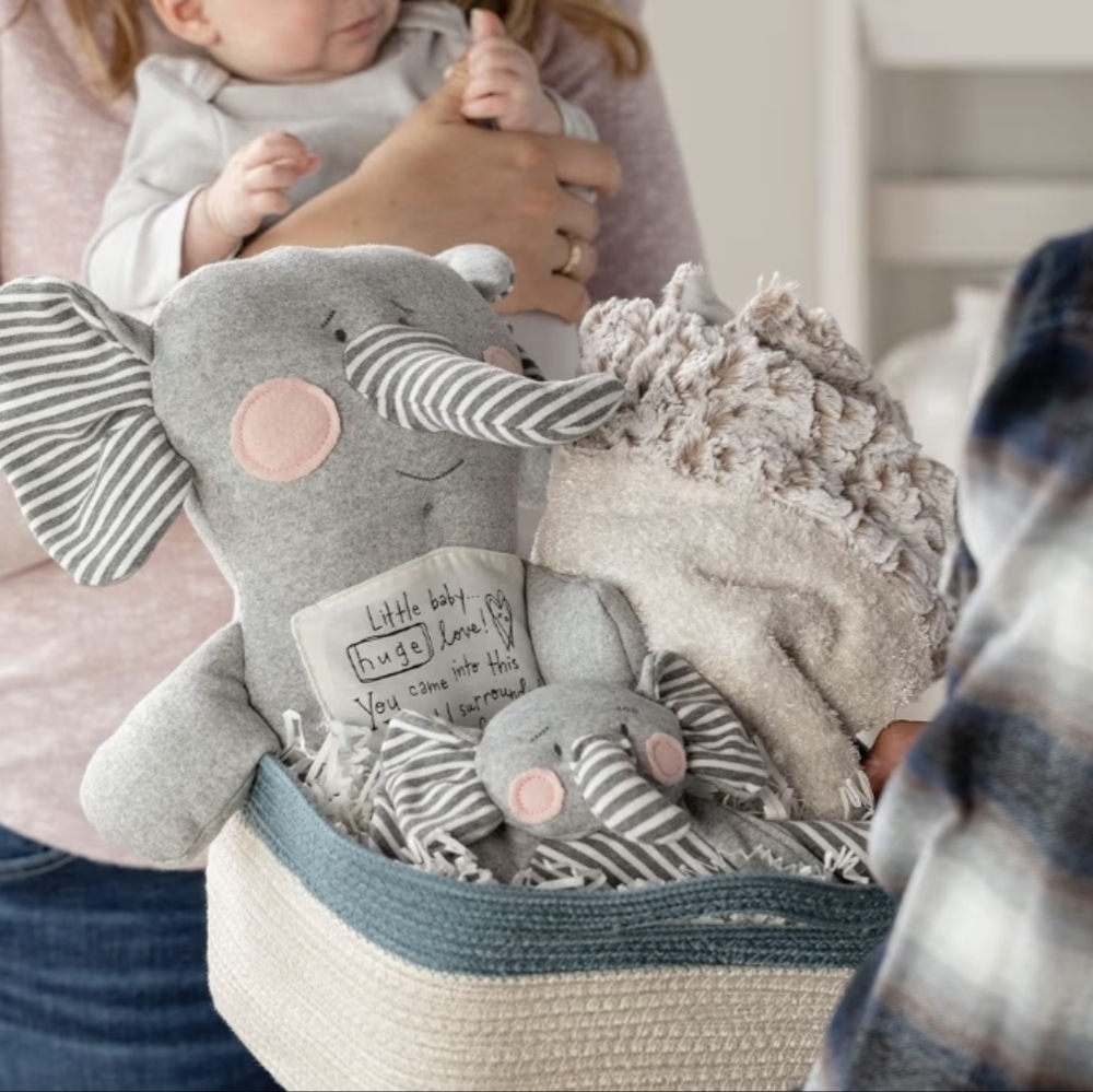 Demdaco Elephant Two by Two Me You 18" Message Plush Fabric Figure Toy New Tag